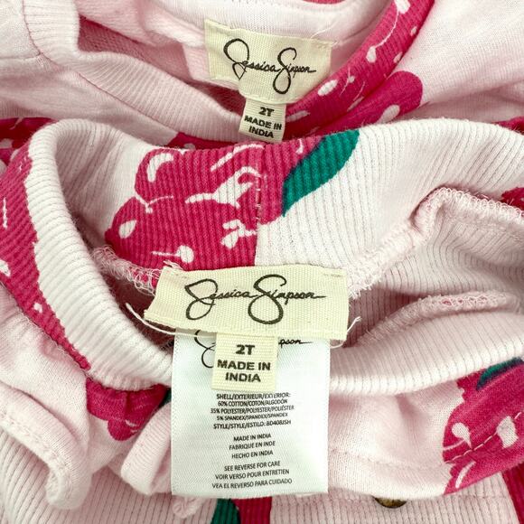 Jessica Simpson Girl Raspberry Sweatshirt Ribbed Legging Set 2T - Picture 4 of 4